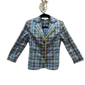 Marisa baratelli Thai Silk Checkered Jacket Blazer, Women’s Size 6
